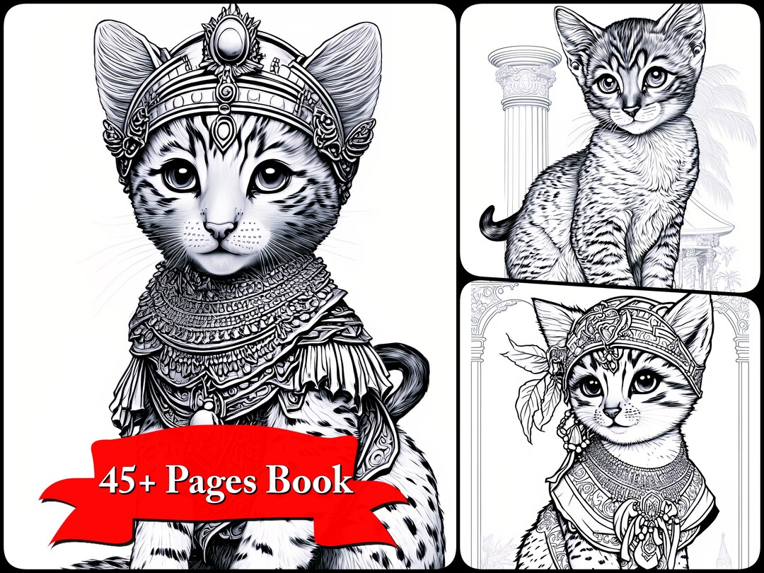 Mythical Egyptian Cat Goddess Coloring Pages for Adults and Kids ...