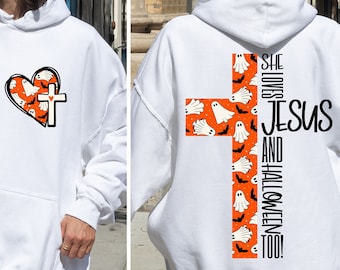 Halloween Christian Png, Loves Jesus And Halloween Png, Halloween Png, Faith Png, Halloween Ghost Png, Faith Shirt Png, Sublimation Design