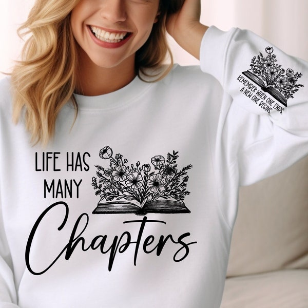 Life Has Many Chapters Png With Sleeve Design, Inspirational Png, Motivational Png, Sublimation Design