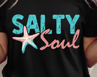 Anima salata PNG, Estate salata PNG, Stella marina PNG, Maglietta estiva PNG, Vita da spiaggia PNG, Amante dell'estate PNG, Estate PNG, Design a sublimazione