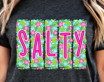 Salty Summer Floral Png, Retro Summer Png, Summer Girly Png, Beach Floral Png, Summer Shirt Salty Summer Png, Design, Sublimation Design