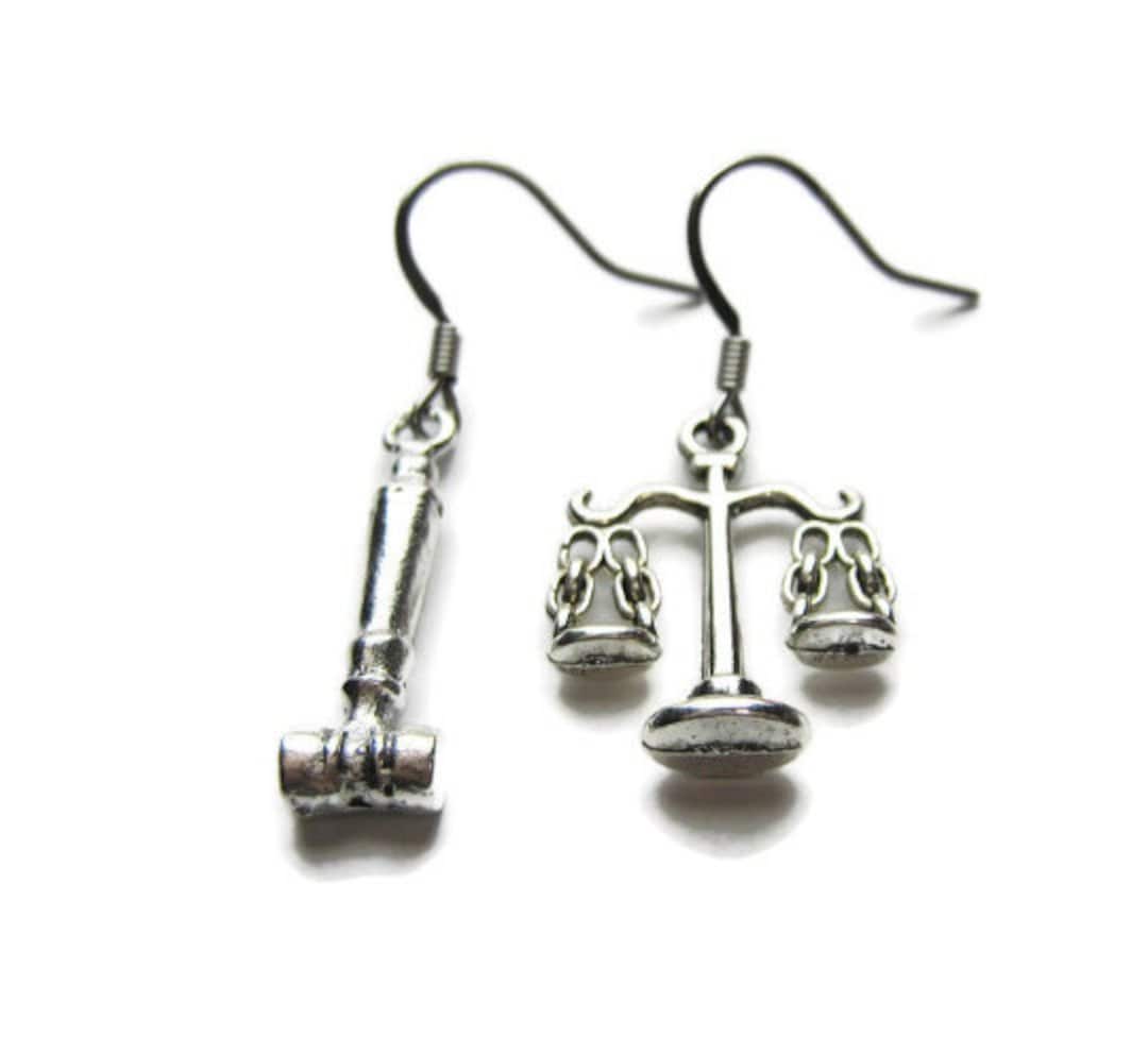 Gavel Earrings, Scales of Justice Earrings, Lawyer Earrings, Judge