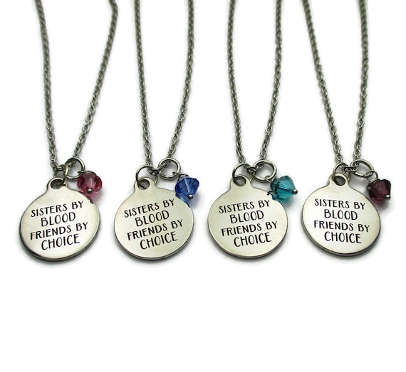 4 Sisters Friends by Choice Necklaces Personalized With