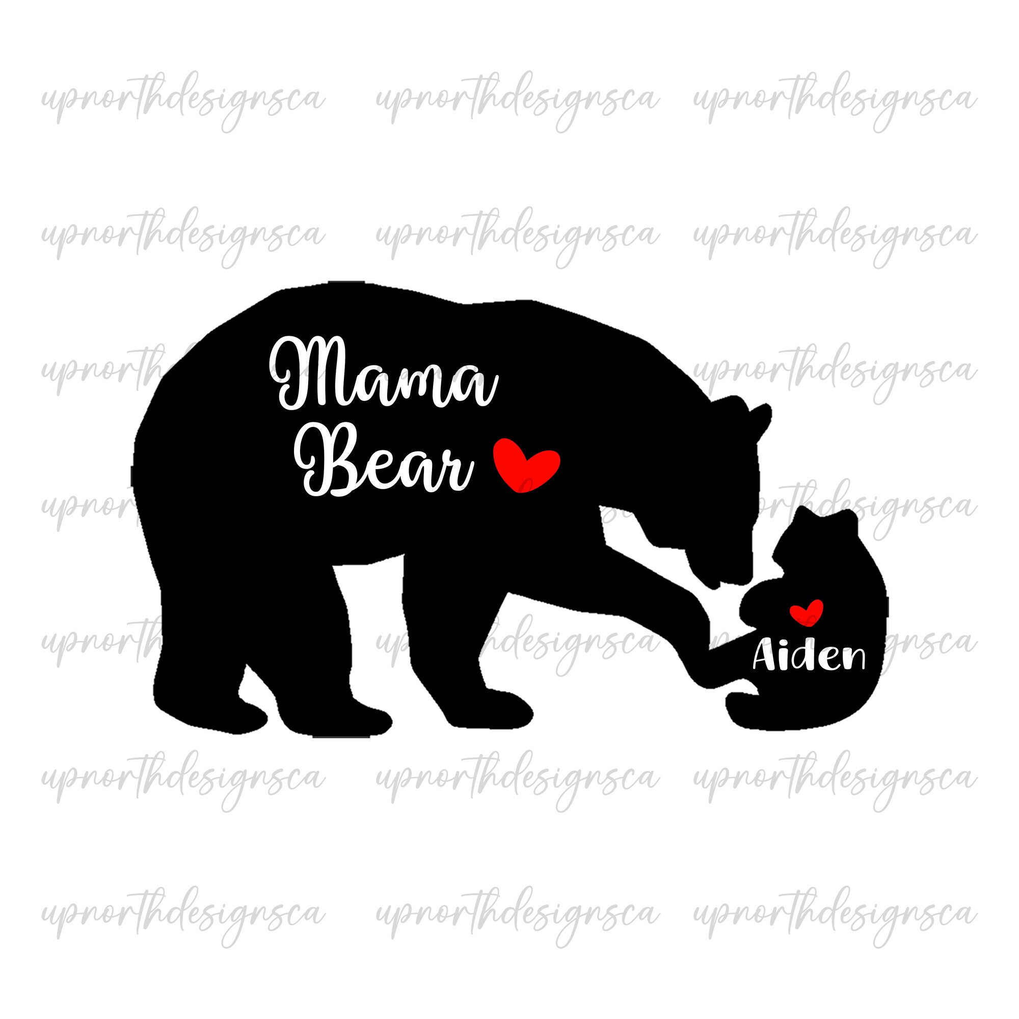 Mama Bear Png With 1 Cub, Personalized Mama of 1 Png, 1 Kid Name Png ...