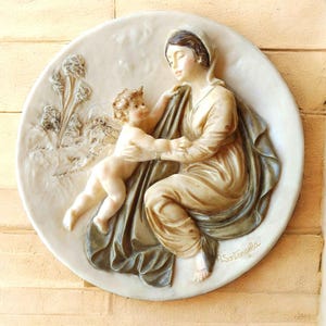 Vintage Santangela alabaster decorative plate. Three dimensional