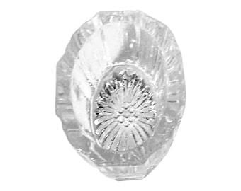 Crystal MCM Open Salt Cellars. Oval shape approximately 2.25" x .1.5" x 1". Included with your order small decorative spoons
