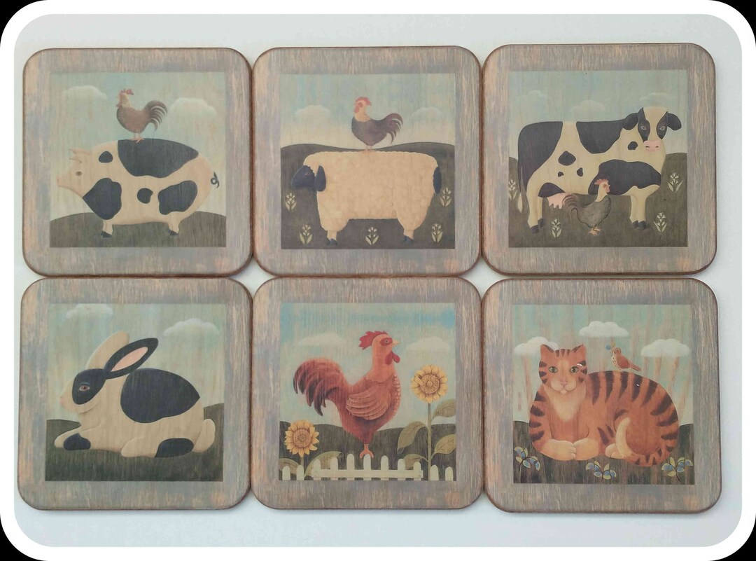 Pimpernel Coasters Farm Animals Set Etsy