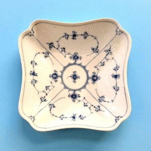 Royal Copenhagen Fluted Serving Dish/Bowl. 8&quot; x 8&quot; x 2.5&quot;. Hand made and hand-painted in Denmark