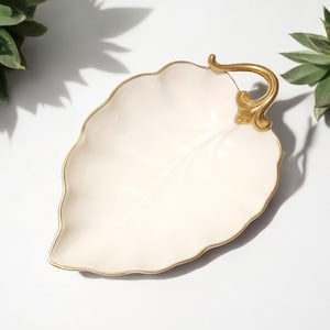 Lenox leaf dish with 24k gold trim.