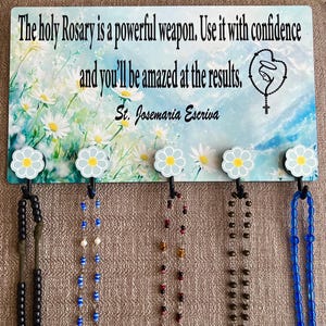 Saint Josemaria Escriva rosary wall hanger , Catholic gift , key holder, rosaries holder.