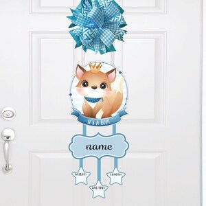 fox baby boy door hanger, hospital door hanger, personalized baby name, newborn announcement