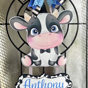 Cow baby boy  door hanger, hospital door hanger, personalized baby boy name, newborn announcement