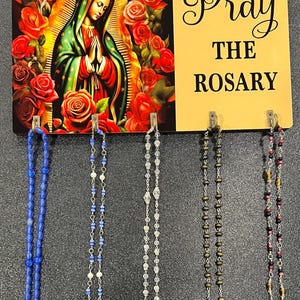 Our Lady of Guadalupe rosary wall hanger , Catholic gift , key holder, rosaries holder.