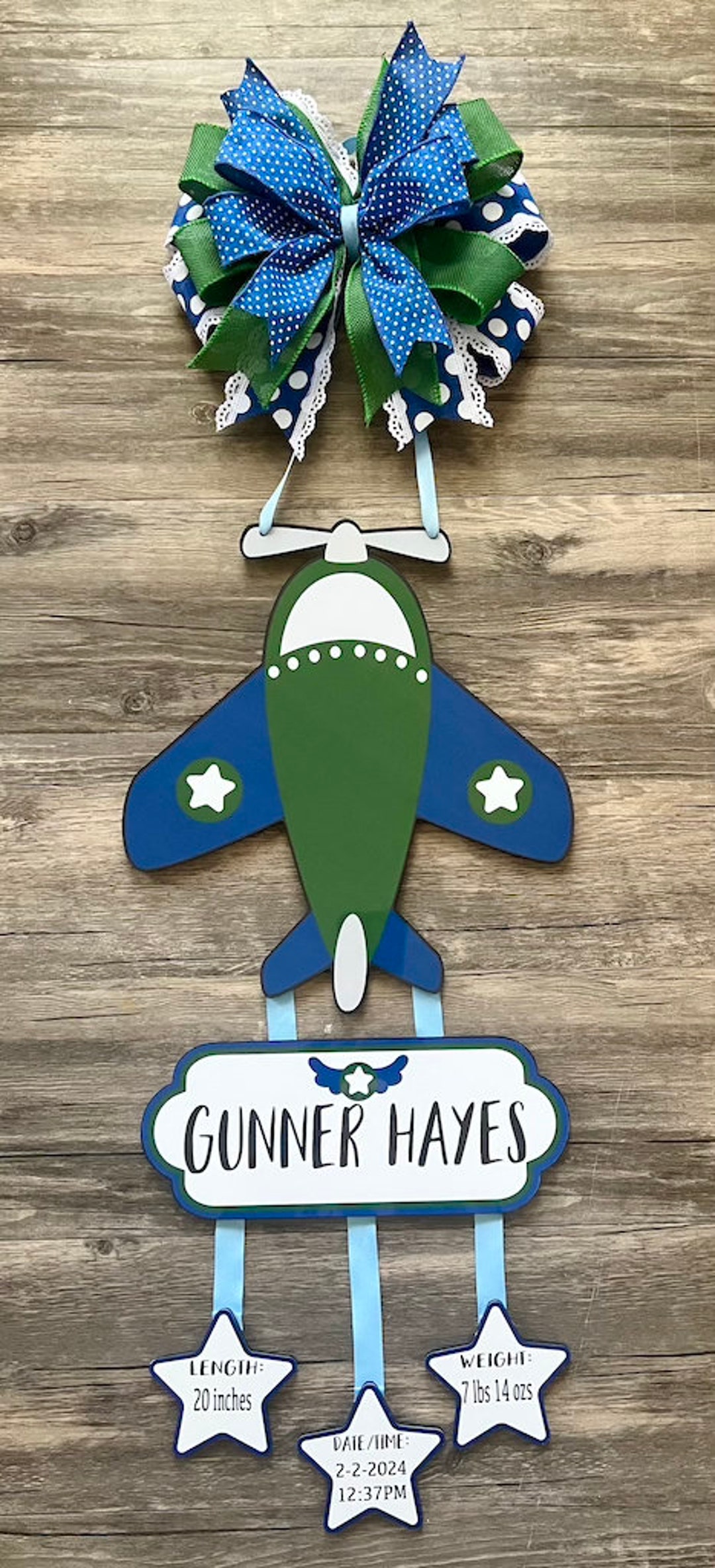 Airplane Baby Boy Door Hanger, Hospital Door Hanger, Personalized Baby