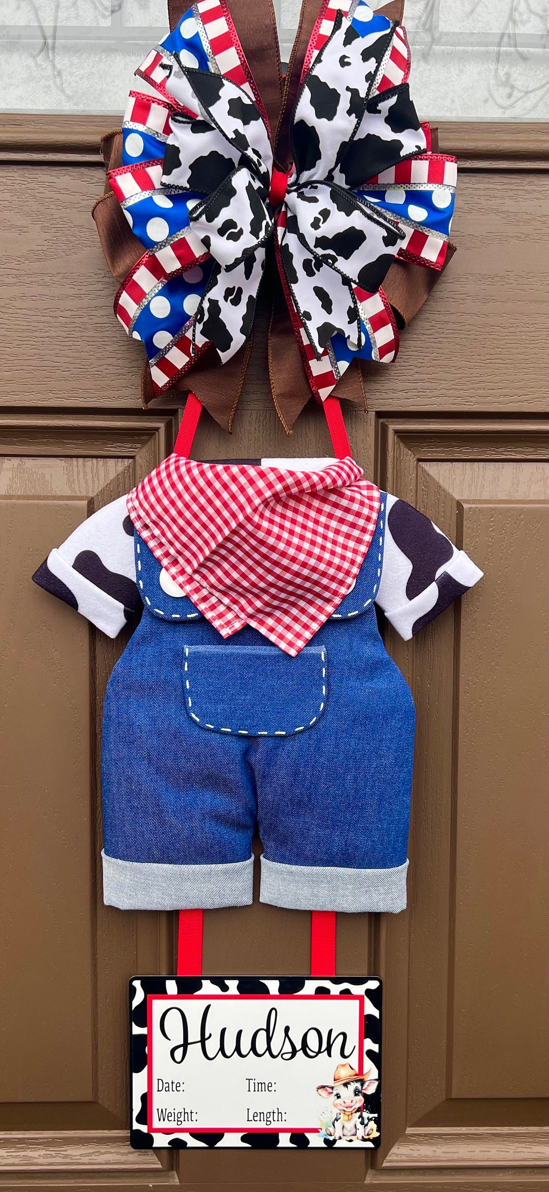 Baby Boy Overall Cowboy, Western Hospital Door Hanger, Personalized
