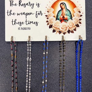 Our Lady of Guadalupe rosary wall hanger , Catholic gift , key holder, rosaries holder.
