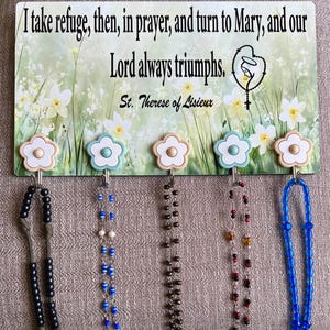 Saint Therese of Lisieux rosary wall hanger , Catholic gift , key holder, rosaries holder.