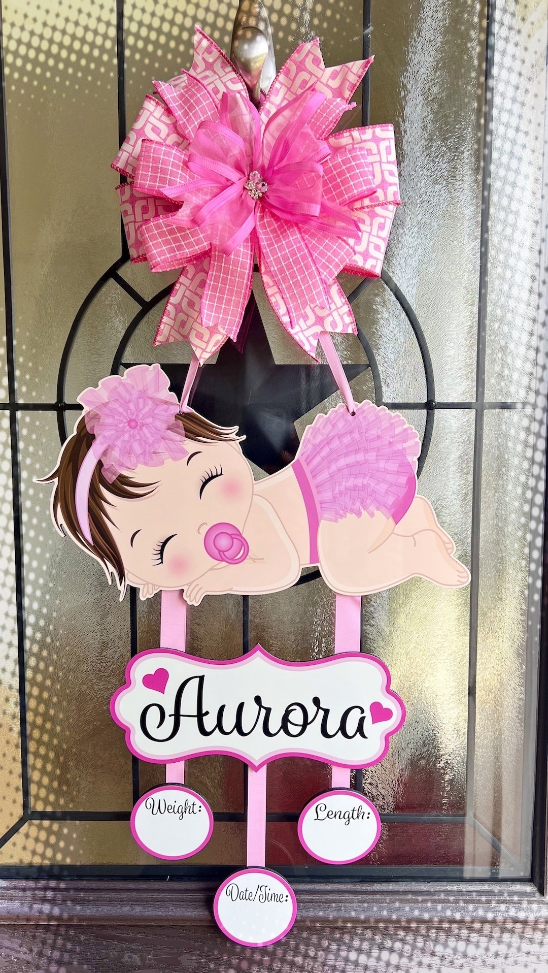 Baby Girl Door Hanger, Hospital Door Hanger, Personalized Baby Girl