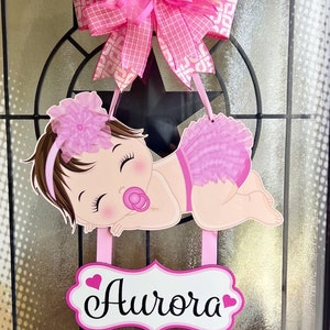Baby girl door hanger, hospital door hanger, personalized baby girl name, newborn announcement