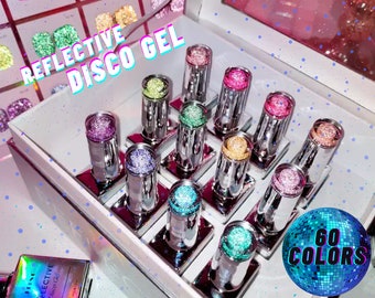 12 Multi-Color Reflective Glitter Disco Diamond Gel Colour Nail Polish Set | With Color Card