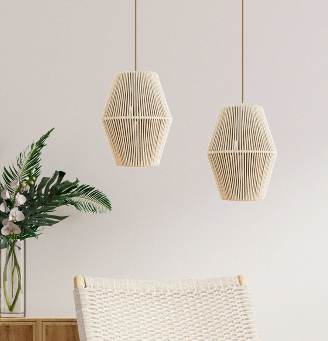 Pendant Rope Ceiling Modern Handcrafted Rope Ceiling Pendant Lamp - Contemporary Style. Made ...