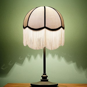Modern Vintage Silk Fringe Table Lampshade – Handcrafted Fabric Light, Boho & Art Deco Style by Really Nice Lamps&quot;