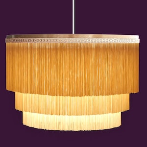 Handcrafted Boho-Vintage Silk Fringe Pendant Lamp. Modern Home Decor lighting.