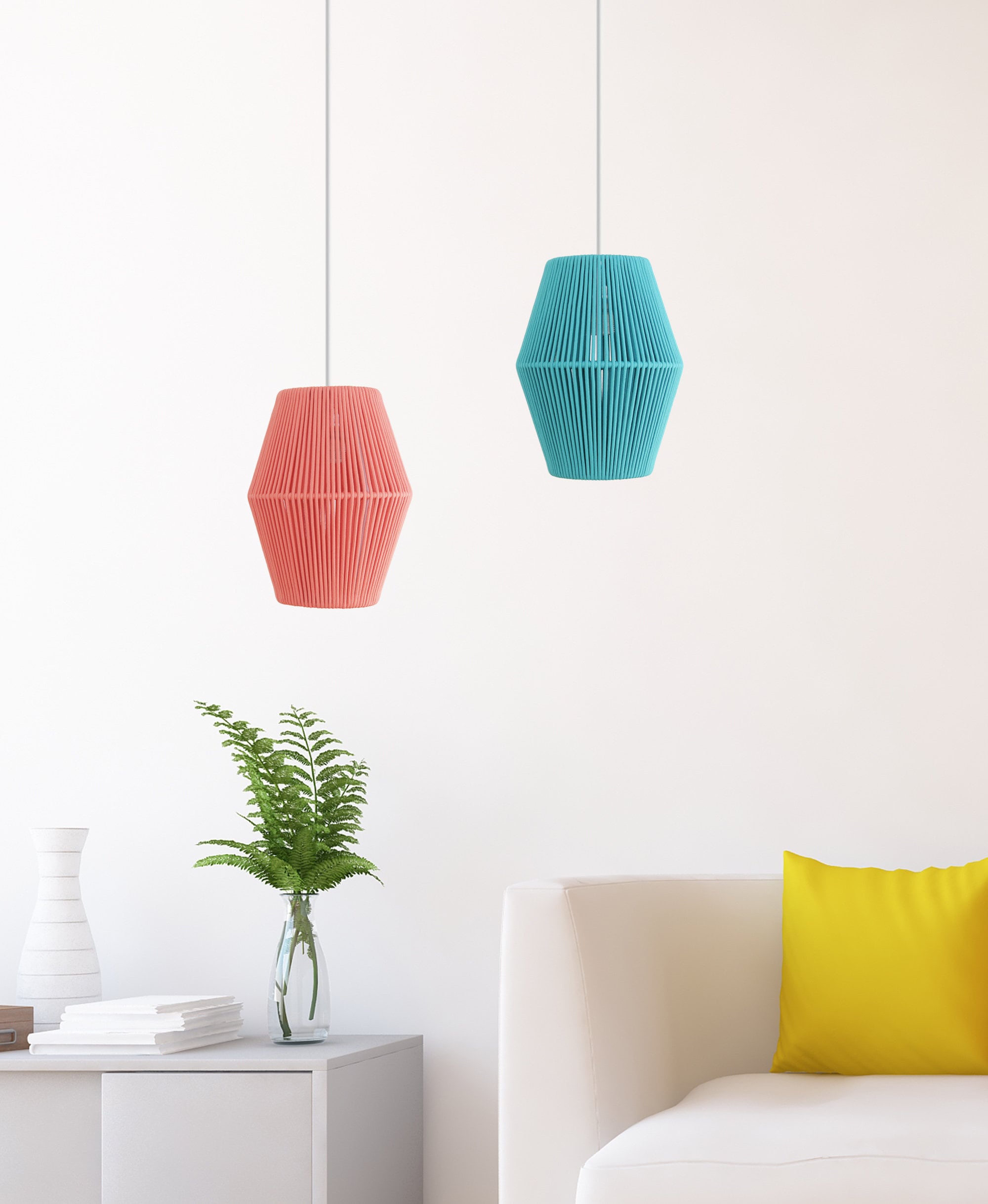 Pendant Rope Ceiling Modern Handcrafted Rope Ceiling Pendant Lamp Contemporary Style. Made ...