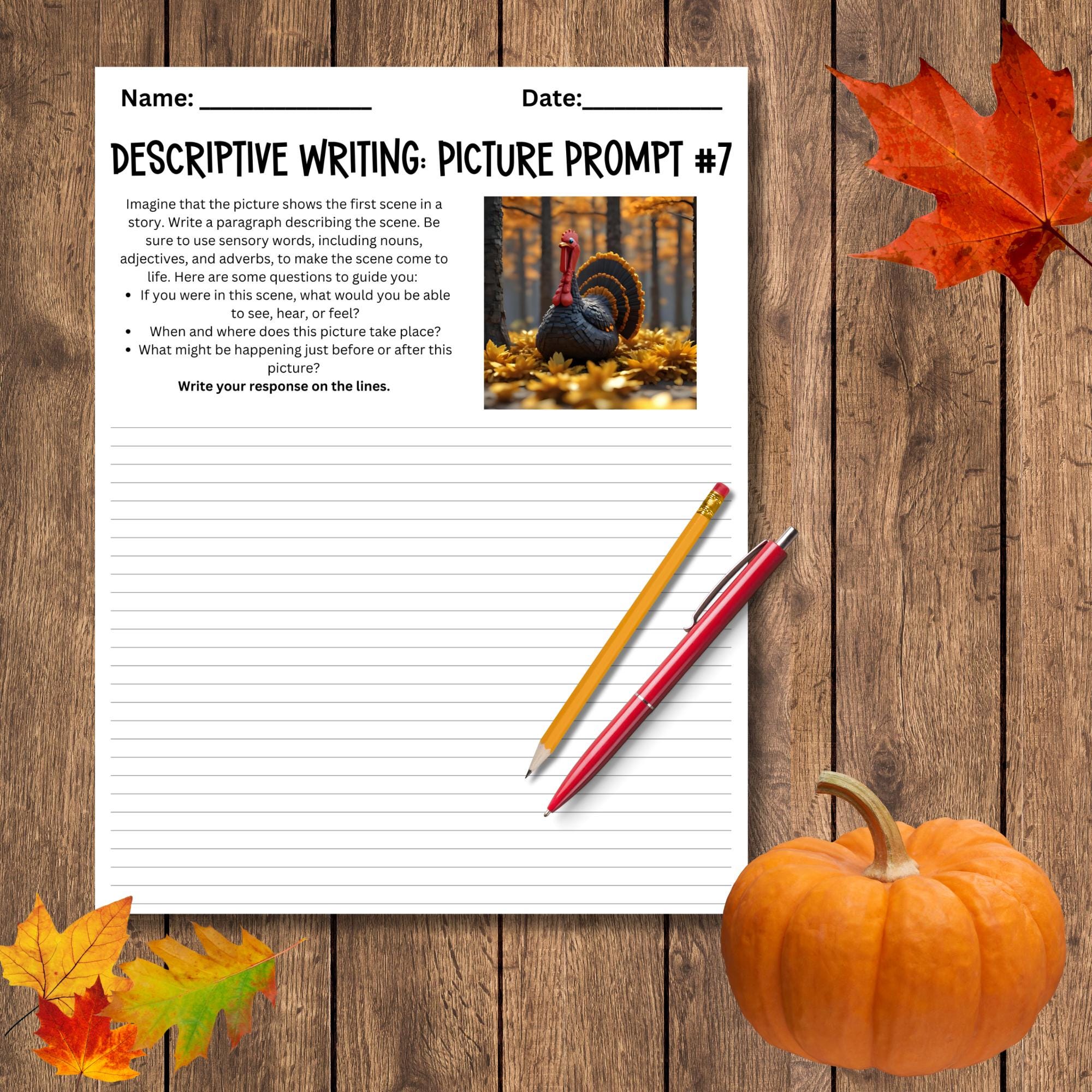 10 Printable Fall Descriptive Writing Prompts- Homeschool Writing ...