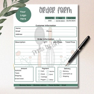 Order Form Editable | Crafters Order Form Template | Business Forms | Small Business Forms Instant Digital Download| Canva