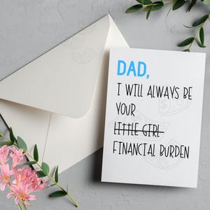 Tarjeta divertida para el Día del Padre, tarjetas divertidas, Día del Padre, tarjeta para papá, humor, tarjeta digital 5x7, tarjeta para hija con carga financiera, tarjeta descargable