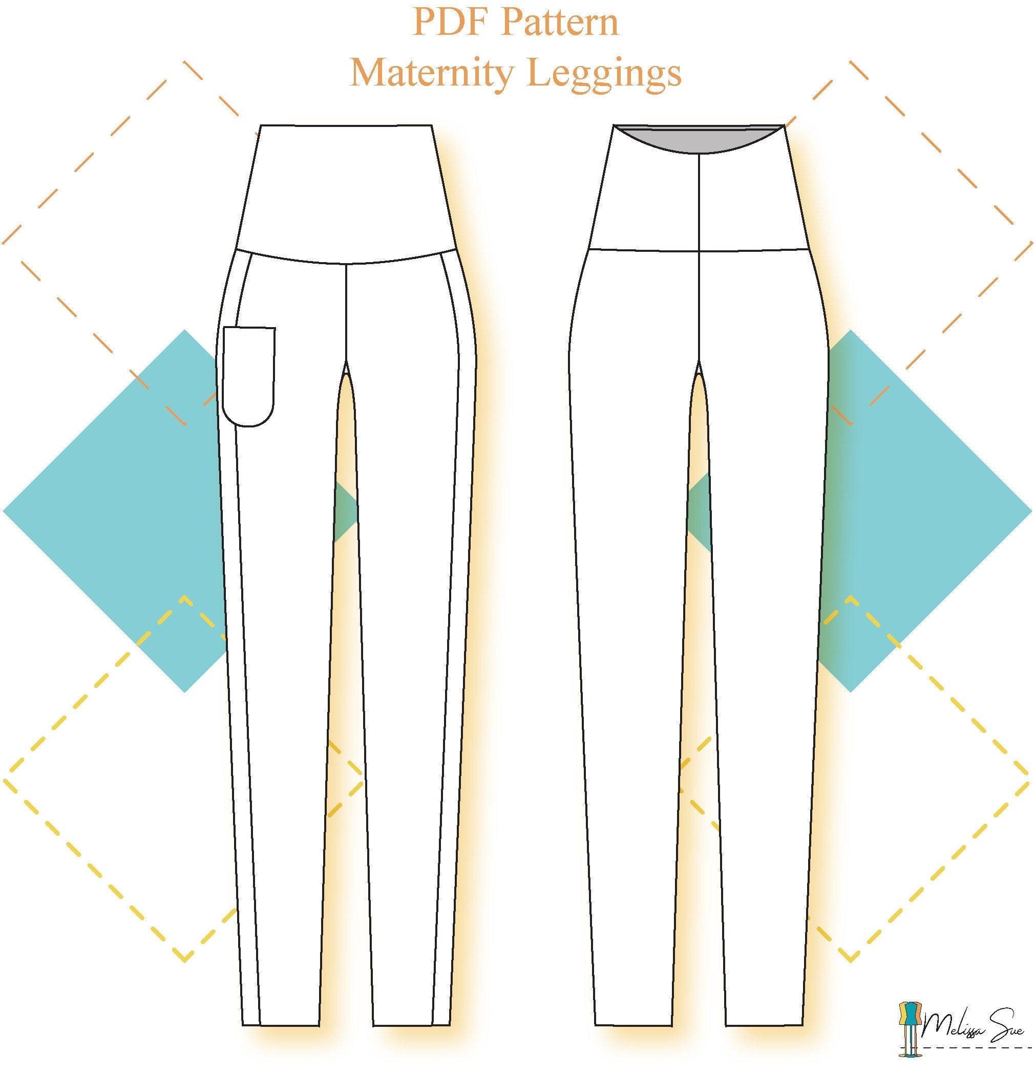 Maternity Leggings Pattern PDF, Sizes XS, S, M, L, XL