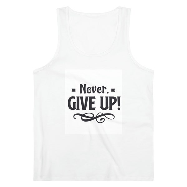 Never give up white tank top