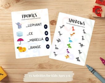 Travel Activities Deck for Kids | 73 Printable Activities | Toddler Road Trip Games | Reusable Busy Cards | Ages 3-6