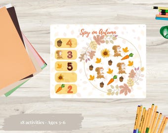Autumn Busy Book | 18 Printable Activities for Kids | Fall Learning Binder | Quiet Book Printable Ages 3-6