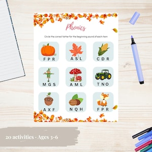 Hallo Herbst Lernarbeitsblatt | 20 druckbare Aktivitäten für Kinder | Herbst Saison Arbeitsblatt | Vorschule & Kindergarten | 3-6 Jahre alt