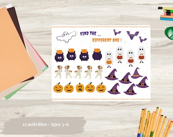 Halloween Party Busy Book | 15 Printable Activities for Kids | Spooky Learning Binder | Quiet Book Printable Ages 3-6