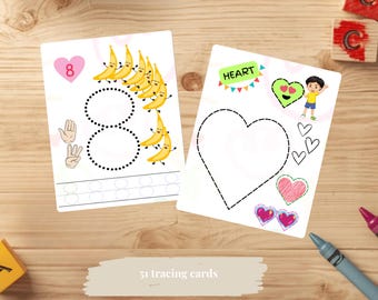Travel Trace It Deck for Kids | ABC Letters Numbers & Shapes Tracing Cards | Printable Preschool Activities Ages 3-6