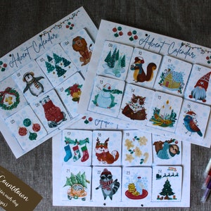 Afdrukbare adventskalender. Aftellen naar kerst. Vrolijke decemberkalender. Leuke activiteiten voor peuters. Vroege educatie van kinderen. Digitale kalender.