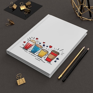 Coffee Art Hardcover Journal | Lined Notebook | Stylish Matte Finish | Gift for Coffee Lovers | Latte Lovers Gift