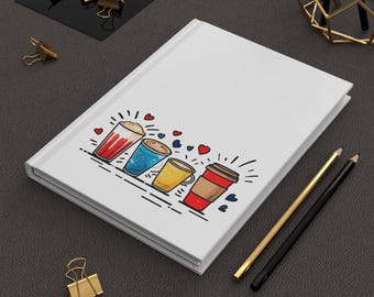 Coffee Art Hardcover Journal | Lined Notebook | Stylish Matte Finish | Gift for Coffee Lovers | Latte Lovers Gift