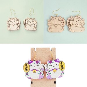 Maneki Neko Ohrringe Nachhaltiges Japanisches Amulett