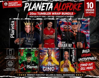Planet Alofoke Tumbler Wrap Bundle | Urban Celebrity PNG Sublimation Design (Instant Download)