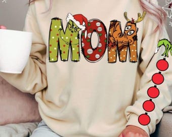 Christmas Grinch MOM SVG, Festive Sweatshirt Design (Digital File)