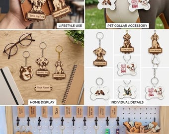 Laser-Engraved Wooden Dog Keychain | Personalized Bone Tag, Pet Lover Gift