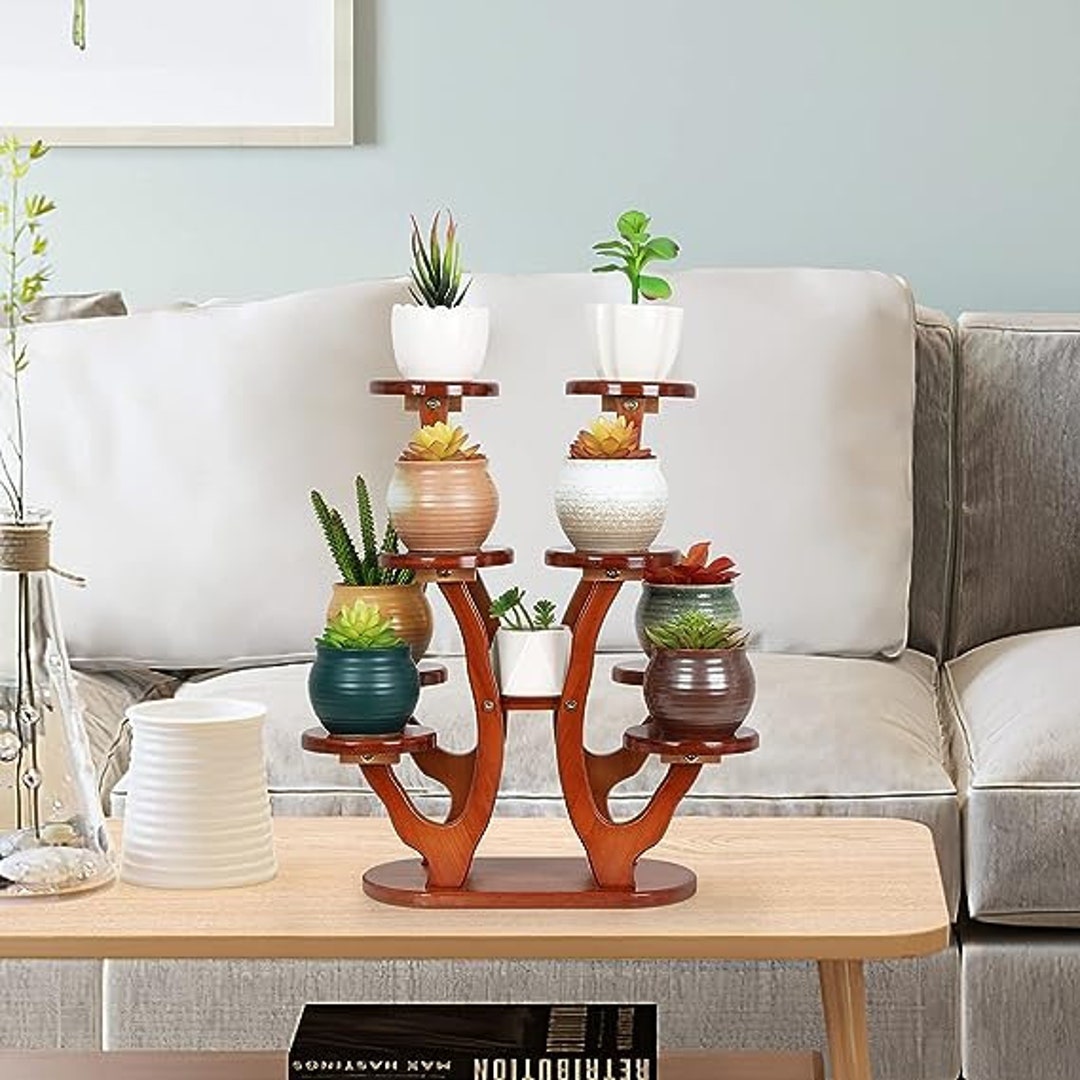9 Tiers Wood Tabletop Plant Stand Indoor Plant Stand Plant Etsy