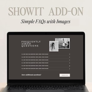 Akkordeon Showit Vorlage, Premium Showit Website Vorlage, FAQ Add-On Leinwand, Showit Vorlage für Fotografen, FAQ Add-On, Drop-Down