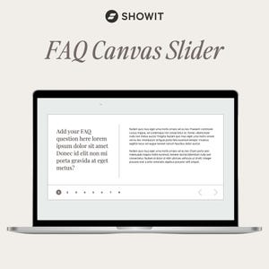Premium FAQ Showit Vorlage für Fotografen, Designer, Coaches, Business, Showit Website Add-On, Dropdown-Leinwand, FAQ-Abschnitt