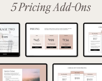 Showit Pricing Canvas Add-On Bundle: Website Template