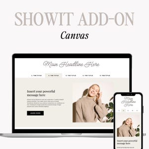 Showit Add-On Canvas Template Horizontal Tabs, Premium Showit Website, FAQ, Showit Template for Photographer, Designer, Coach